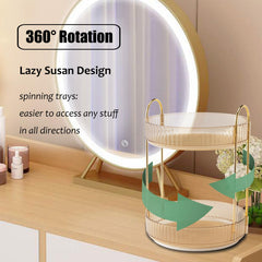 Zufudo amber gold finish adds stylish vanity storage for cosmetics