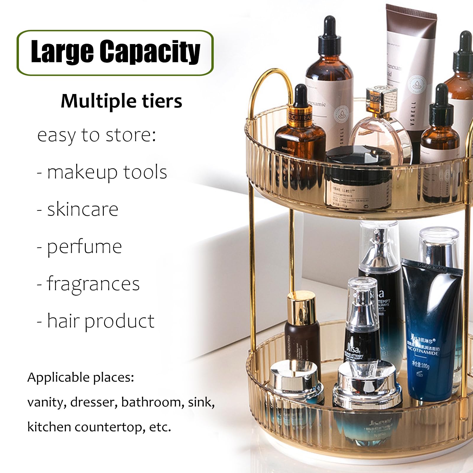 Zufudo clear trays display neatly arranged skincare and perfume bottles