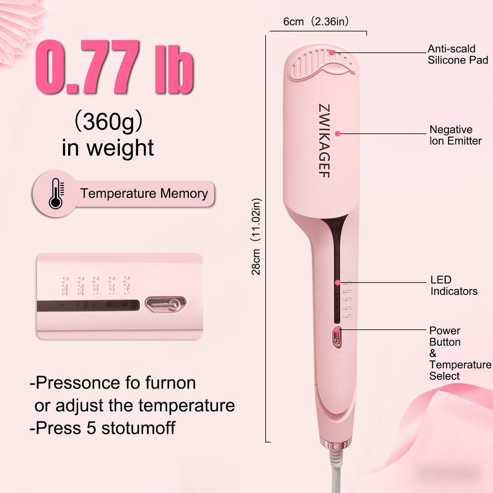 ZWIKAGEF anti-scald-handle protects fingers during styling.