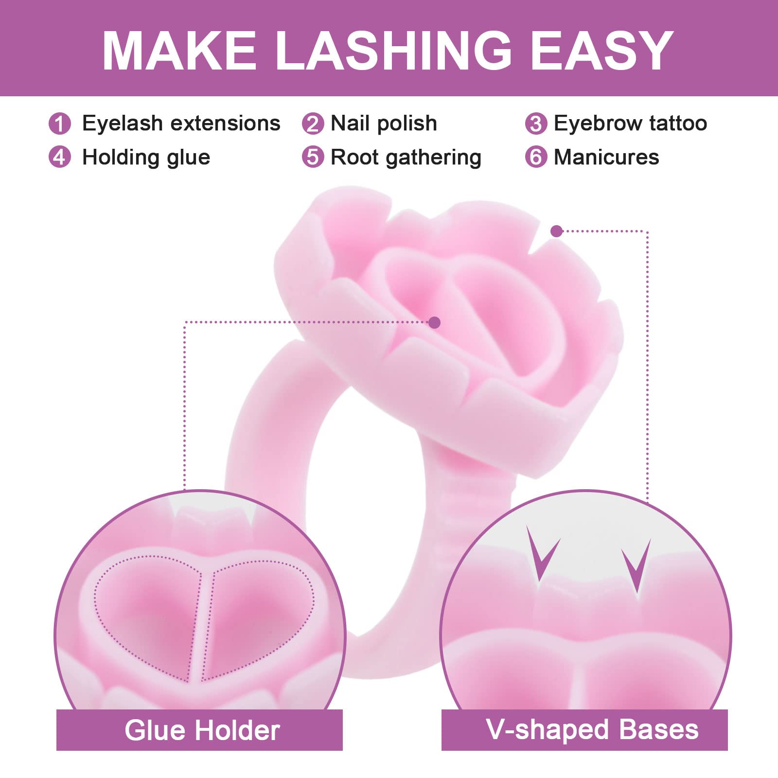 ZXMFDZ pink glue rings versatile for nails and eyeliner tasks.