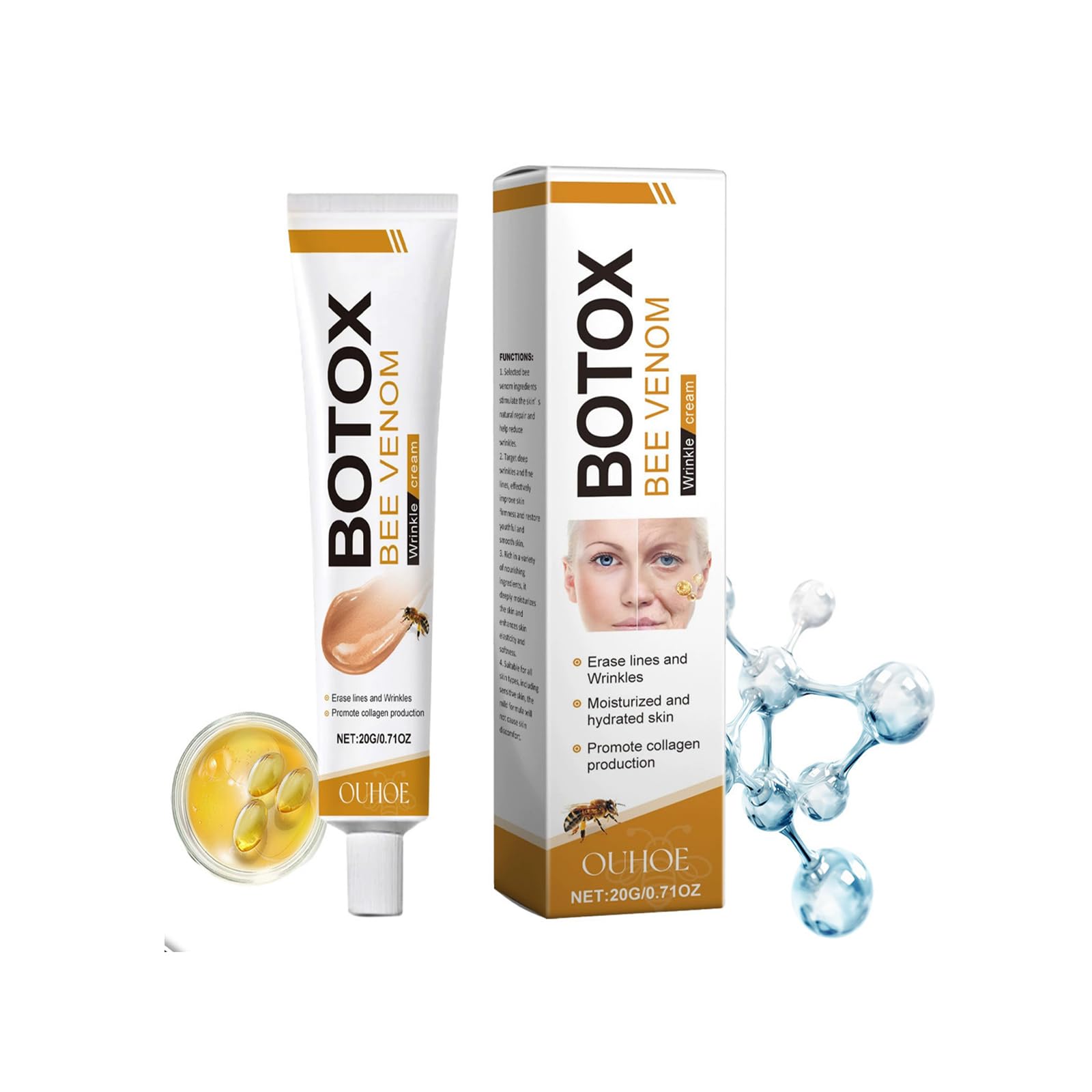Face application of ZXZTSM Bee Venom Cream delivering hydrated, comfortable skin