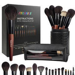 Zylsnice makeup brush set 16pcs case showcases complete kit for easy full-face application