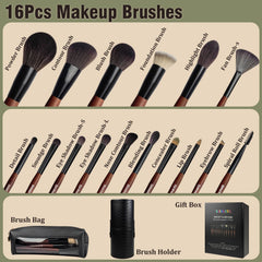 Zylsnice wood-handle makeup brushes with ergonomic grip for precise use