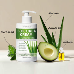 ZyraGloz crema Urea 60% para rodillas, piel más suave.