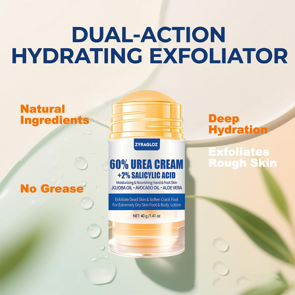 ZyraGloz Urea Cream Stick dissolves dead skin on rough soles.