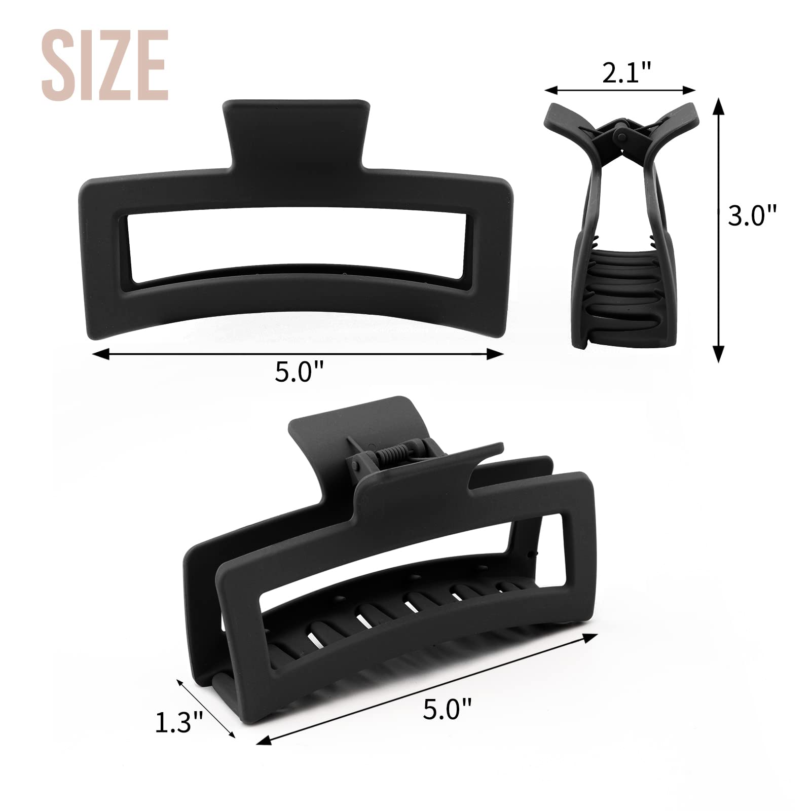 zytj garra antideslizante negro con dientes largos para cabello grueso