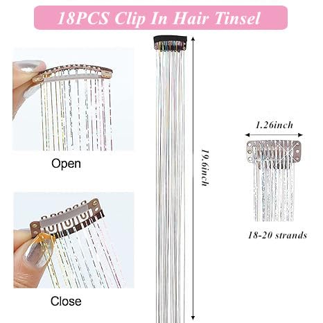 ZYXQZYX hair tinsel clip with soft edge protects hair while adding sparkle.