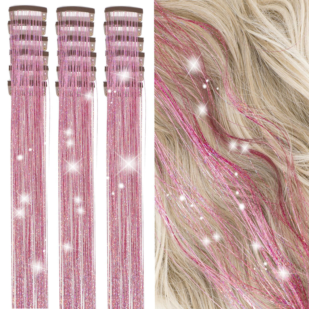 ZYXQZYX hair tinsel kit 18 pieces in pink adds sparkling accents for kids and adults.