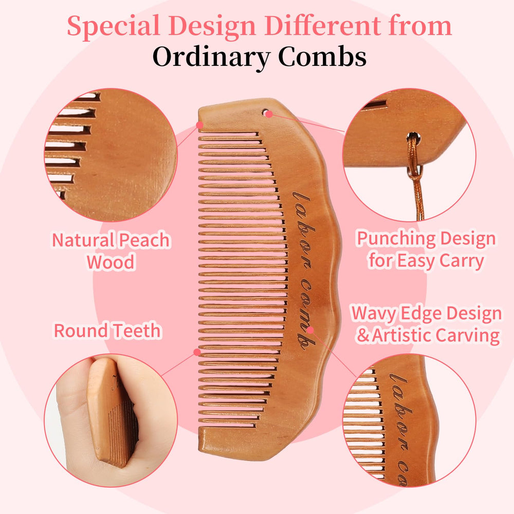 ZZTDSD birth comb in natural peach wood with smooth finish