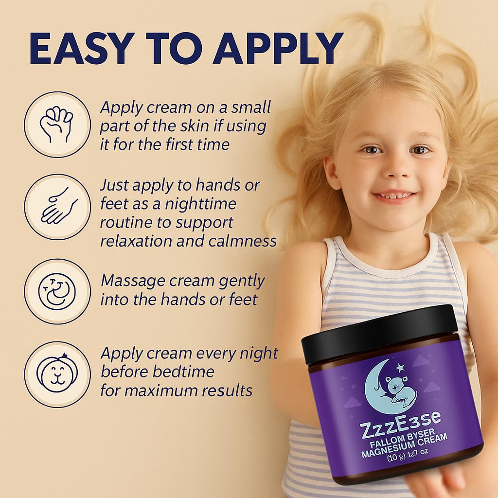 ZzzEase crema de magnesio para niños, textura y absorción rápidas
